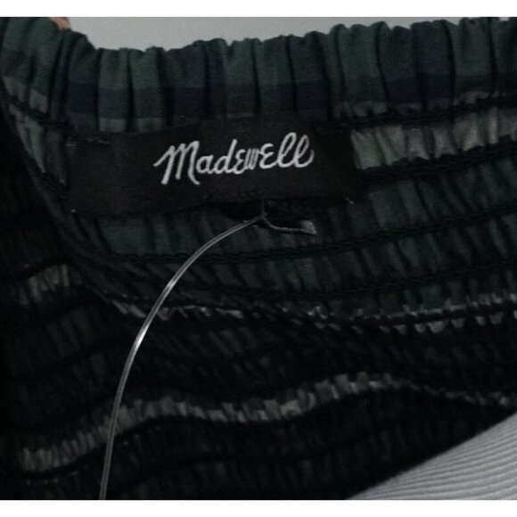 New Madewell Hopewell Puff Sleeve Green Square Neck Crop Top Shirt Size Large - Picture 8 of 10